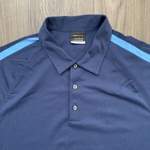 Nike Golf Short‎ Sleeve Polo Navy Blue Geometric Fit Dry Mens XL 100% Polyester